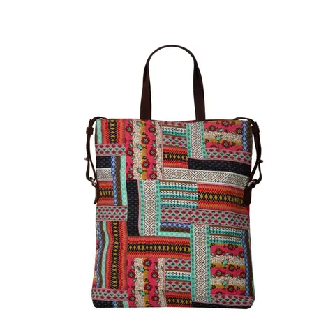 Red Hand Woven Cotton Fold Over Bag