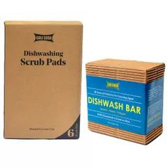 Coconut Coir Scrub And Probiotic Dishwash Bar - Exclusive Combo