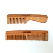 Neem Wood Combs - Wide Tooth with Handle & Double Tooth