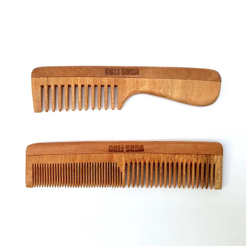 Neem Wood Combs - Wide Tooth with Handle & Double Tooth