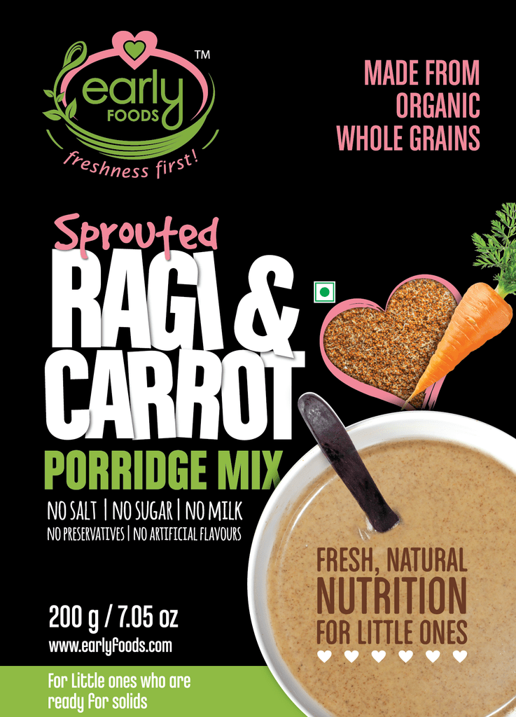Organic Sprouted Ragi and Carrot Porridge Mix - 200 gms