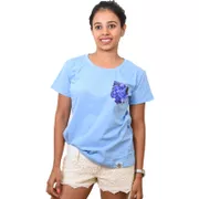 Blue Jacaranda Printed Pocket Eco-Friendly Women's T-shirt