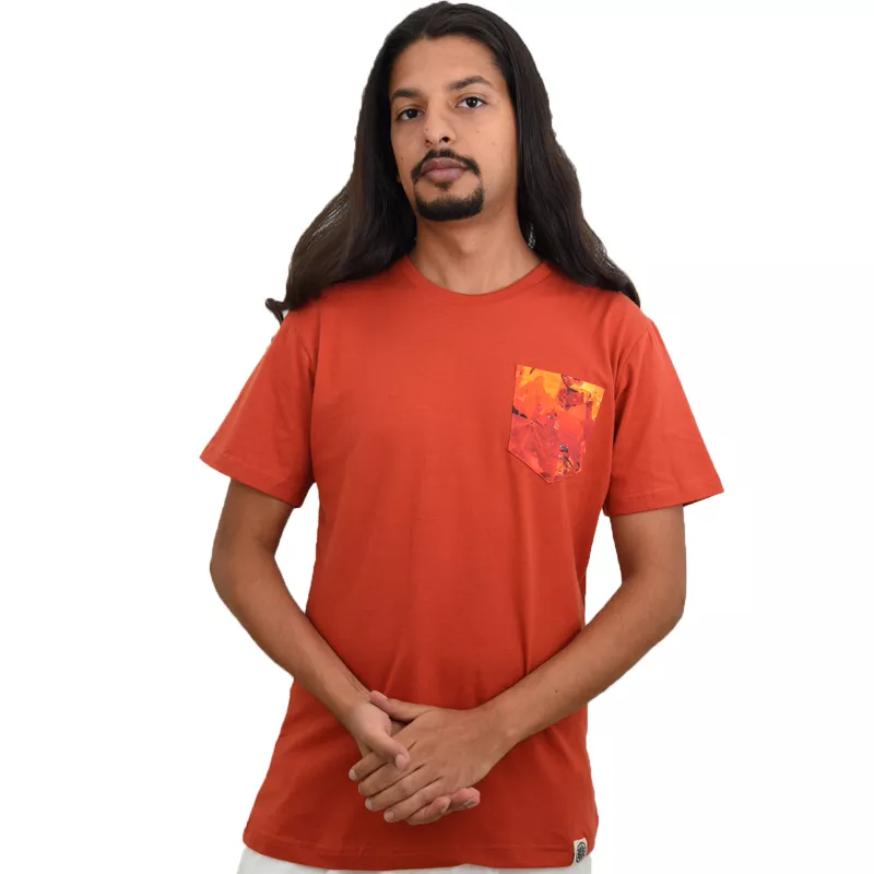 Rust Red Printed Pocket Men's T-shirt