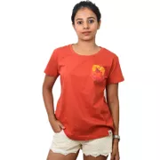 Rust Red Maple Printed Pocket Women's T-shirt
