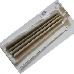 Bamboo Natural Straws with Stainless Steel Cleaner (Pack of 8)