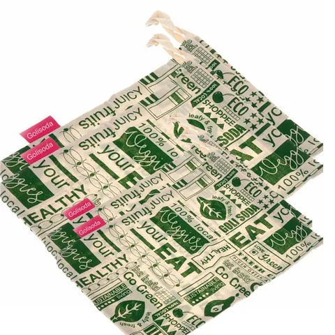 Go Green - Reusable Cotton Produce Bags For Storage, Pack of 2 (Big & Small)