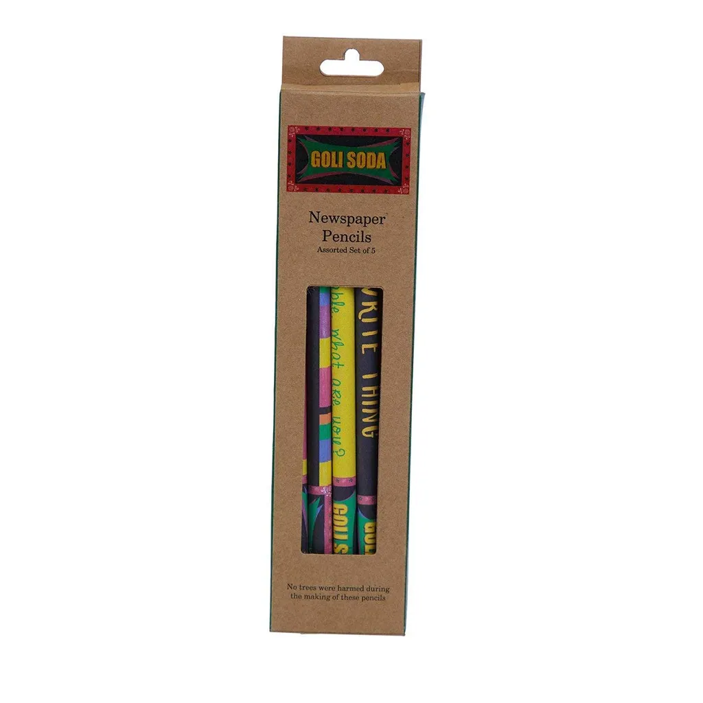 Upcycled Multicolor Newspaper Pencils - Set of 10