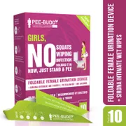 Foldable Paper-Based Female Urination Device with Intimate Wipes - 10 Wipes