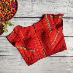 Dhinam-Printed Red Rose-Readymade Blouse