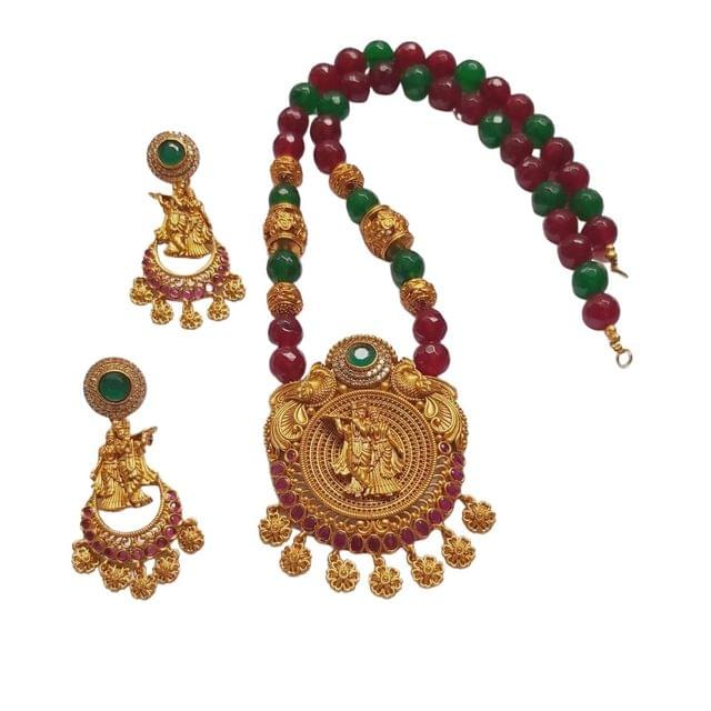 Kalainayam by Aarthi - Matt RadhaKrishna Pendant Set