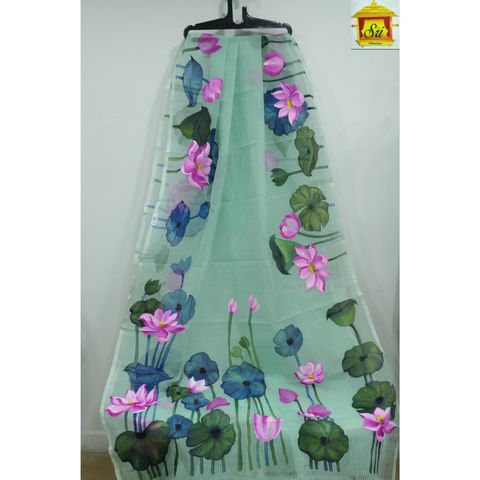 Sri Boutique - Lotus pond Hand Painted ?Resham Kota Saree