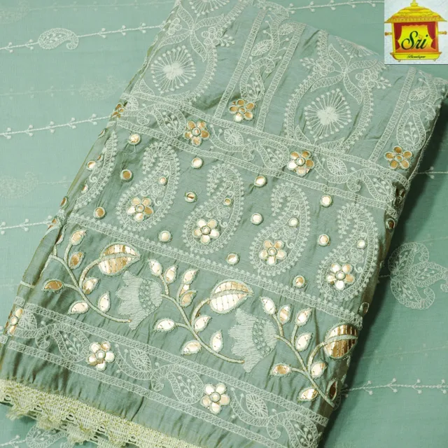 Sri Boutique - Grand Double Shaded Soft Semi  Silk Shiny Dress Material