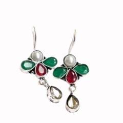 Abarnika- Silver Coated Crystal Earrings