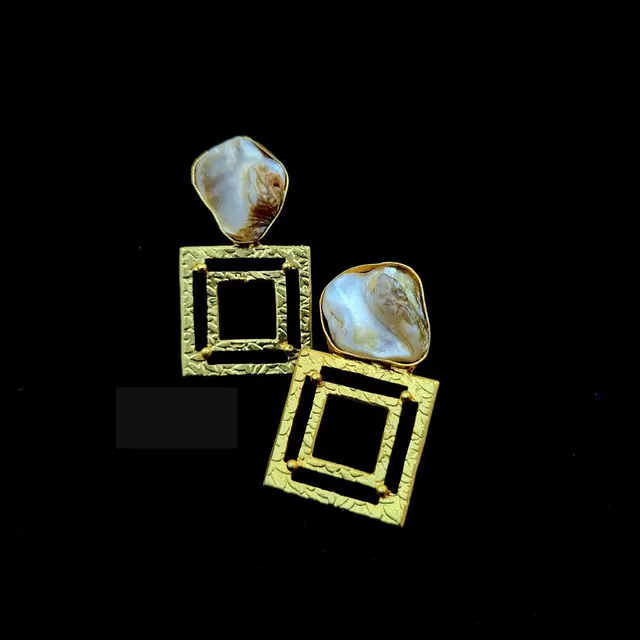 Abarnika  - Natural stone statement Jaipuri earrings