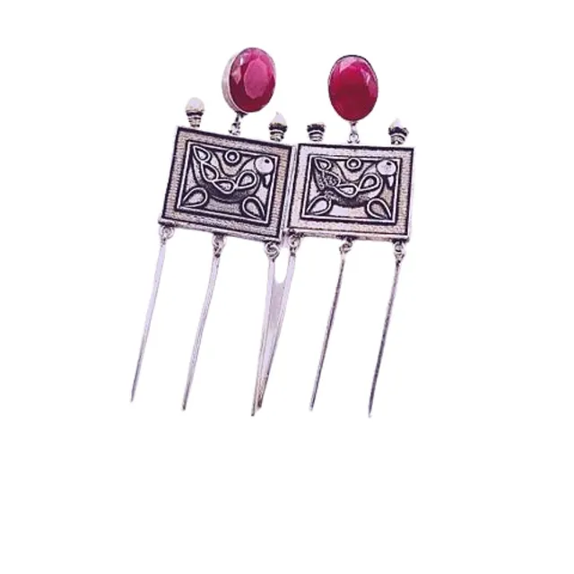 Abarnika- Peocock fusion needle earrings - Pink