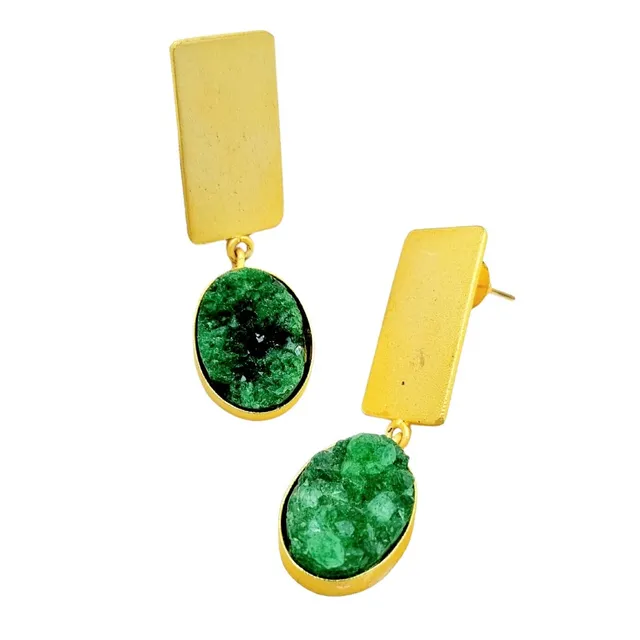 Abarnika- Natural stone brass fusion earrings