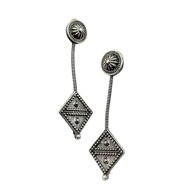 Abarnika- German silver spear fusion earring