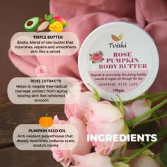 Tvishi Handmade -  Rose Pumpkin Body Butter Moisturiser - 50 gms & 100 gms
