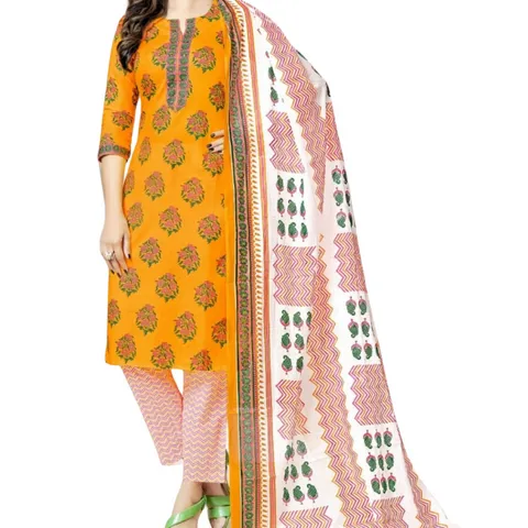 Pure cotton Readymade kurti set with pant and duppatta.
