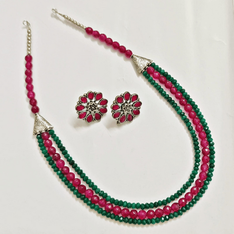 Three layer beads neckset