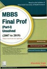 MBBS  Final Prof (Part-l) Unsolved (2007 to 2019) 2020 By Bhawdeep Singla