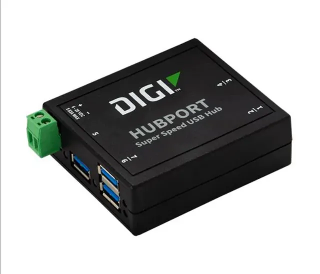 Interface Modules Digi Hubport 7, 6-30VDC powered USB 3.1 hub, extended temp -40C to 70C, industrial grade enclosure