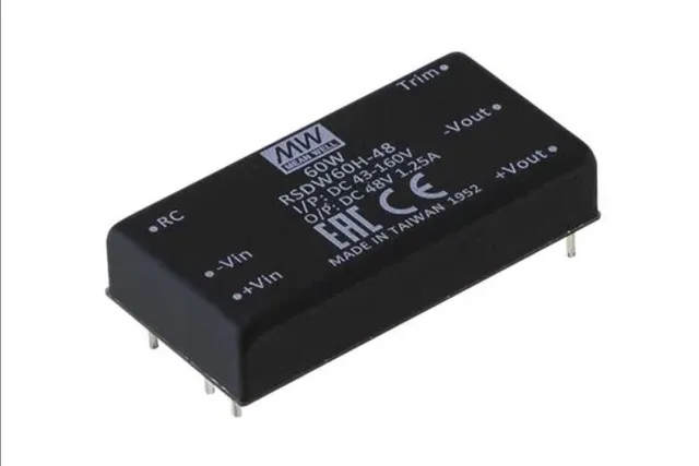 Isolated DC/DC Converters 9-36Vin 12Vout 5A 60W 2x1 Iso
