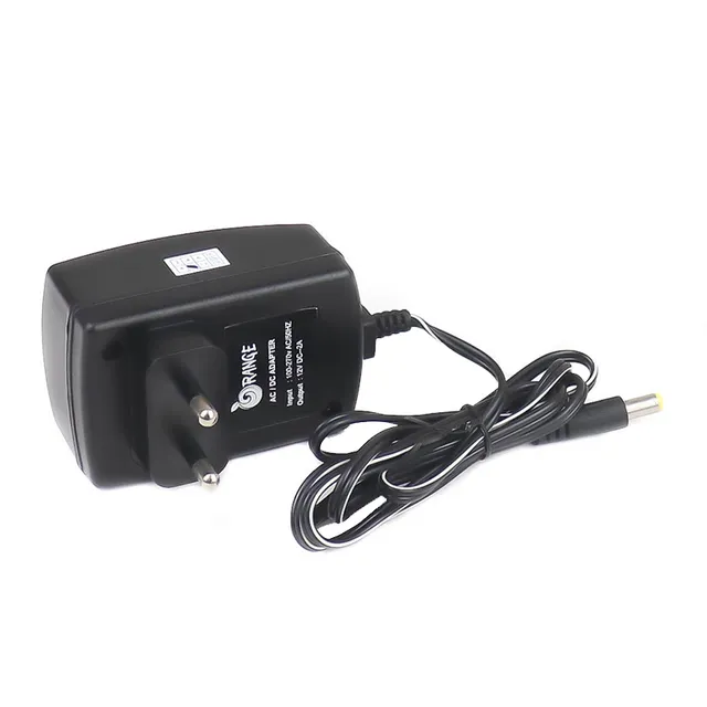 Orange 12V 2A Power Supply with 5.5mm DC Plug Adapter