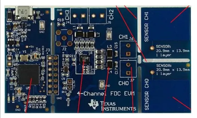 Touch Sensor Development Tools FDC2114EVM