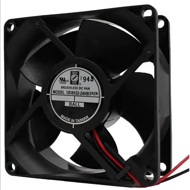 DC Fans DC Fan, 80x80x32mm, 48VDC, 77CFM, 0.16A, 50dBA, 6000RPM, 0.73inH2O, Dual Ball Bearing, Lead Wires, IP69K Rated