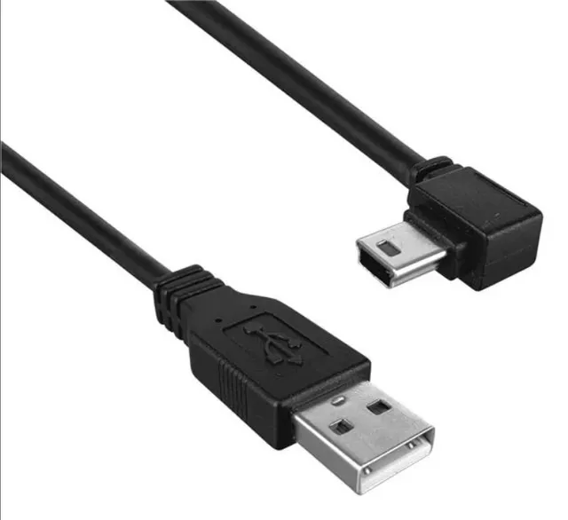 USB Cables / IEEE 1394 Cables USB 2.0 A Male to USB 2.0 Mini B Male Left Angled, 6FT length, 480Mbps, Black Color
