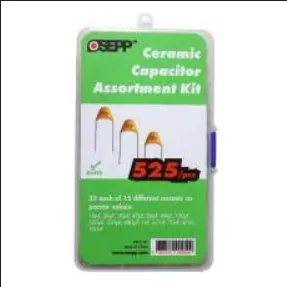 OSEPP Accessories Ceramic Capacitor Assortment Kit, 35 x 15 different values (525 total)