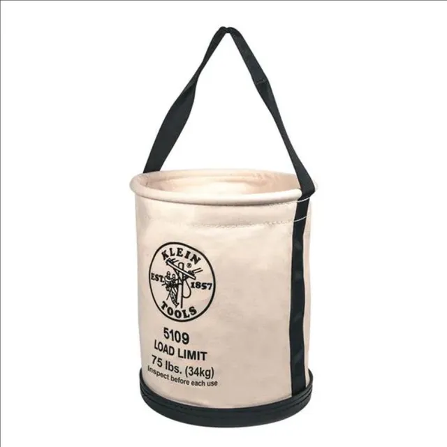 Tool Kits & Cases Canvas Bucket, Wide-Opening, Straight-Wall, Molded Bottom, 12-Inch