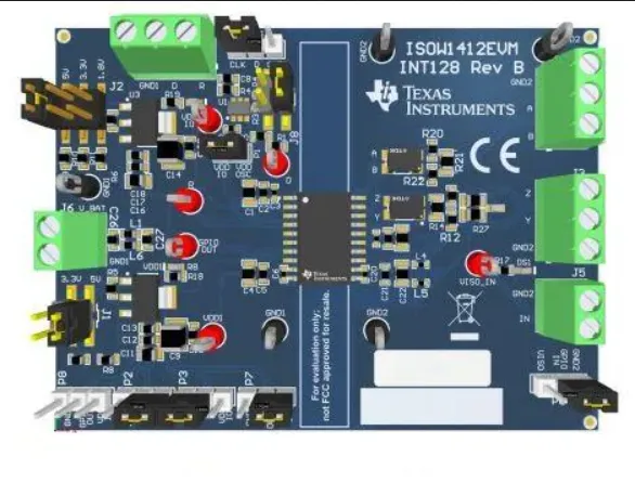 Interface Development Tools ISOW1412 isolated RS-485/RS-422 transceiver with integrated DC-DC converter evaluation module