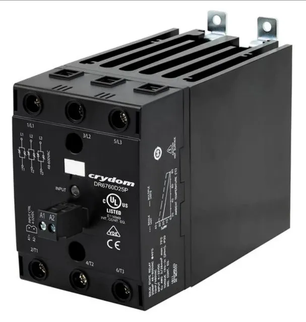 Solid State Relays - Industrial Mount SSR Relay, 3-Phase, DIN Rail Mount, 600VAC/25A, 4-32VDC In, Instantaneous
