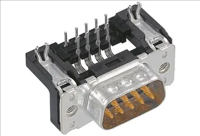 D-Sub Standard Connectors D-Sub 9pin male angled 2.84mm pitch, stamped, with board locks, M3, PL2