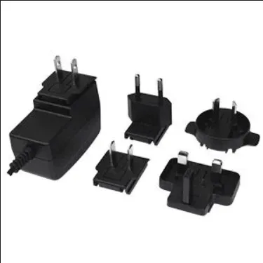 Wall Mount AC Adapters ac-dc, 12 Vdc, 1 A, SW, multi-blade, N/E/B/A, P5 center pos, level VI, black