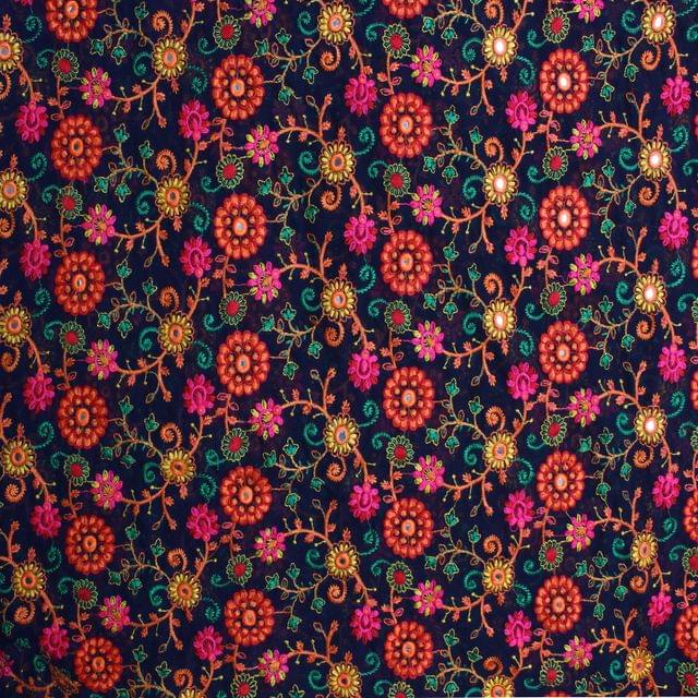 Festive florals threadwork fabric/Fancy-fabric/Embroidered-fabric/DIYs