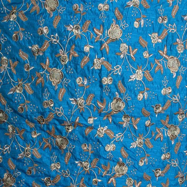 Electric-Blue fancy Silk fabric/Floral-fabric/Classy-fabric/Dress-DIYs