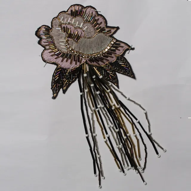 Roses-Regal fringed beads patch/Floral-patch/Brooch-patch/Opulent-patch
