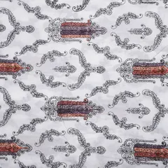 Stylised pencil-sketch floral fabric