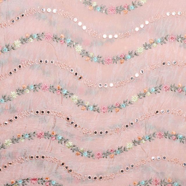 Waves-on-Chinon sequins fabric/Fairy-floral fabric/Designer-Dress-Fabric