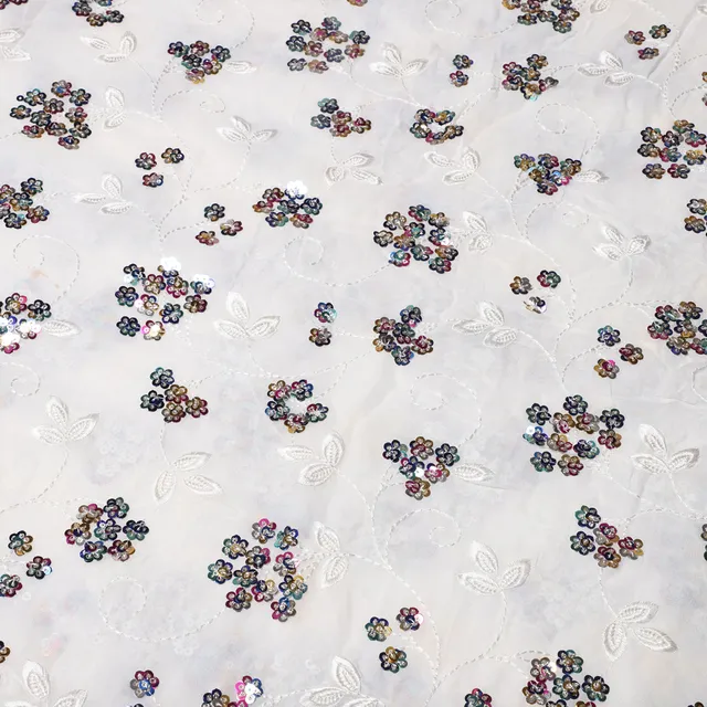 Resplendent bloom prime fabric/Georgette-fabric/Floral-ornaments-fabric