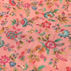 Prints and threadwork Upada-Silk fabric