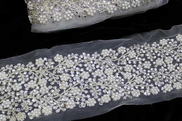 Imperial style wedding lace/Embellished-net-lace/Pearls-Stones-lace/DIY
