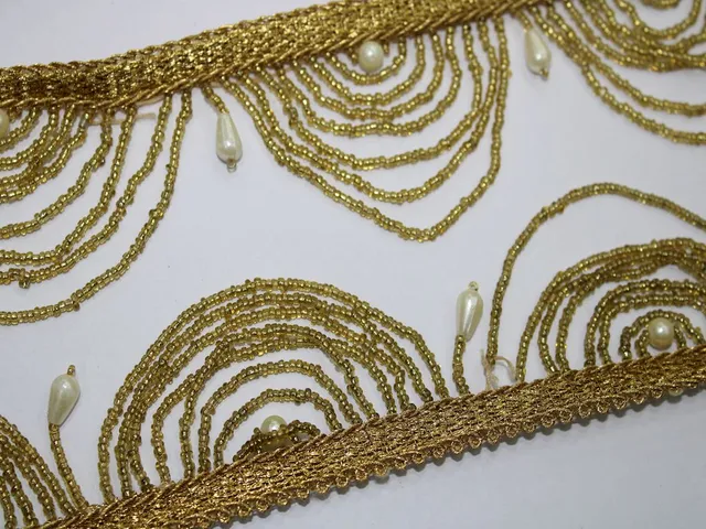 Scallop tassels posh trim lace/Golden-lace/Handwork-lace/Bold-lace-DIY