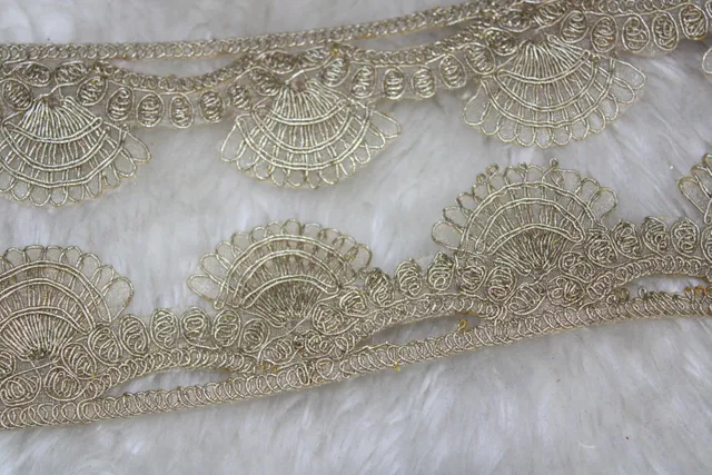 Scalloped fancy Zari lace/Golden-Zari-lace/Delicate-lace/Upscale-lace