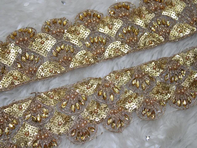 Golden-all-celebrations lace/Saree-lace/Fancy-lace/Sequins-lace/Art-DIY