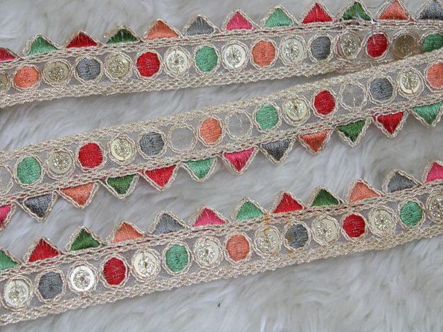 Lampi grand embroidered lace/Multi-colour-lace/Cheerful-lace/Dress-lace