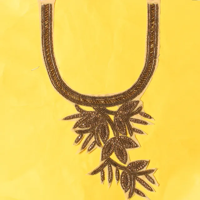 Fancy neckline epic Zardosi neck-patch/Floral-neckline/Cut-out-neckline